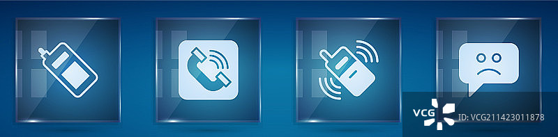 手机、电话听筒和悲伤的表情图片素材