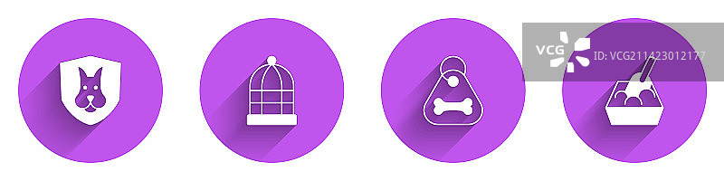 动物健康保险、鸟笼和狗组合图片素材