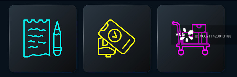 购物场景：购物清单、铅笔与手推车图片素材