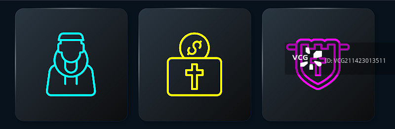 带有基督教十字架的僧侣旗帜图片素材