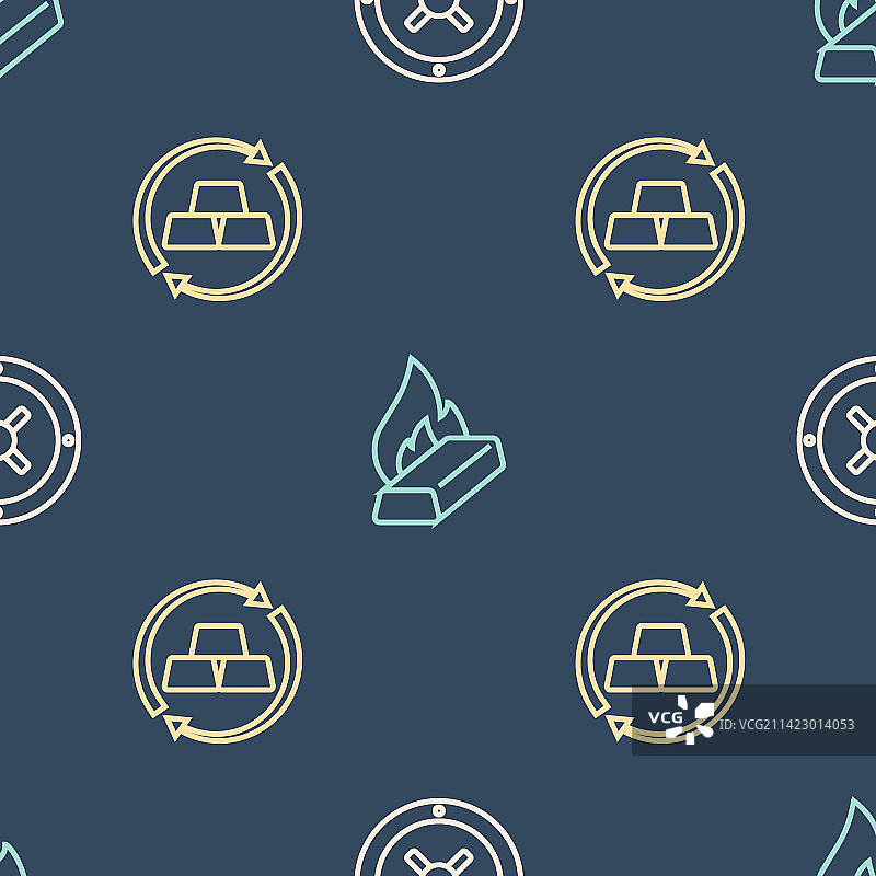 保险箱、黄金交易、熔金线条图标图片素材