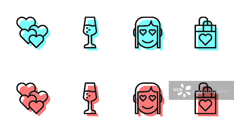 浪漫少女心香槟酒杯线条设计图片素材