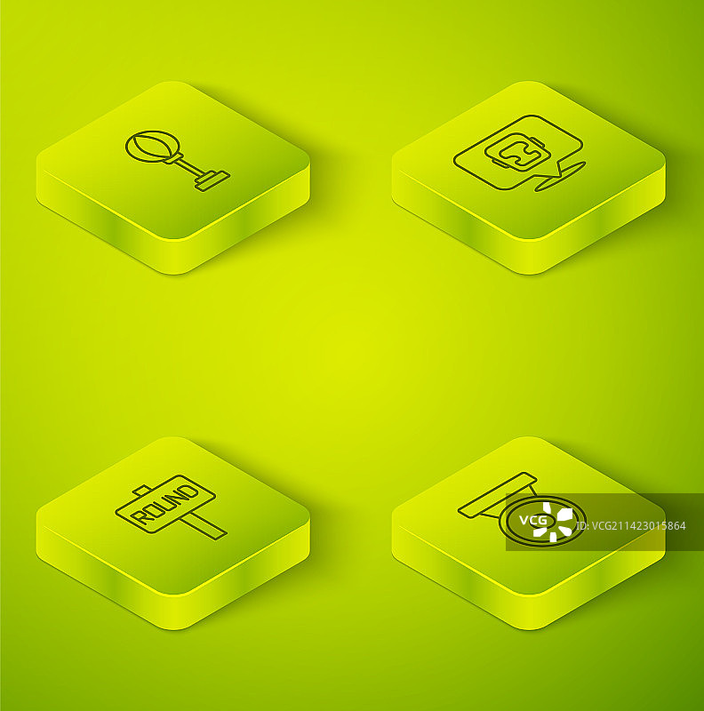 2.5D等距线条拳击头盔锣板素材图片素材