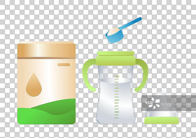 勺子和婴儿奶瓶里的粉末图片素材