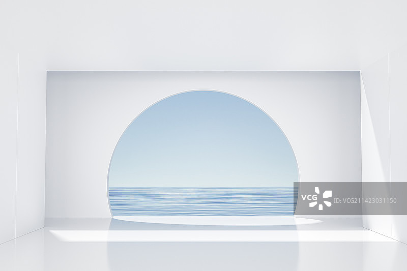 3D渲染室内人造简约空间背景图片素材