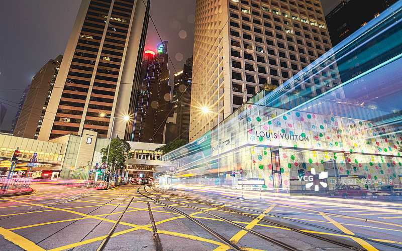 香港街道夜景图片素材