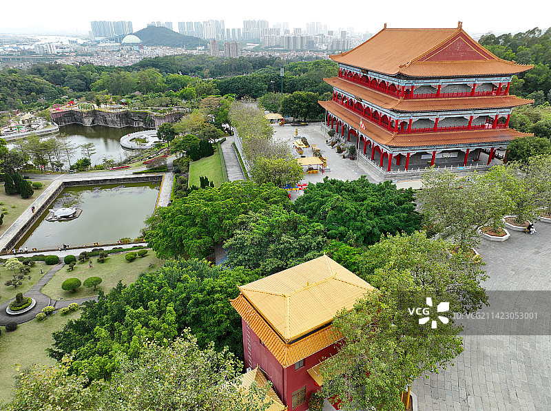 广东省广州市番禺区莲花山旅游区航拍图片素材