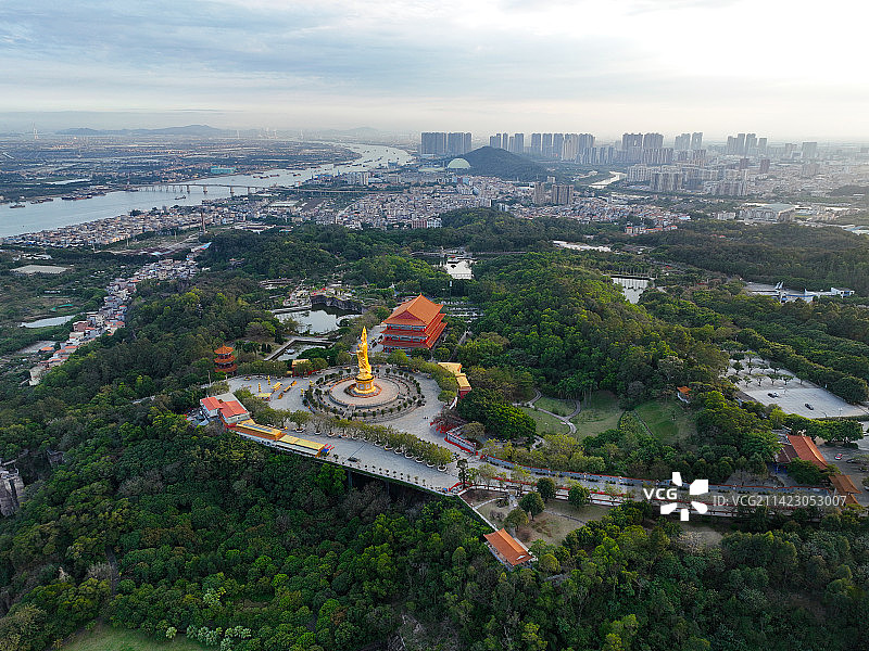 广东省广州市番禺区莲花山旅游区航拍图片素材