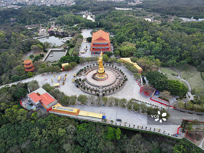 广东省广州市番禺区莲花山旅游区航拍图片素材