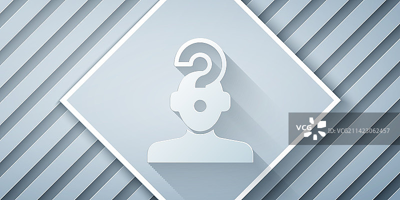 纸剪风格的人头与问号图标图片素材