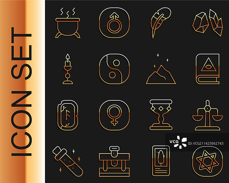 塔罗牌天秤座古代魔法线条设置图片素材