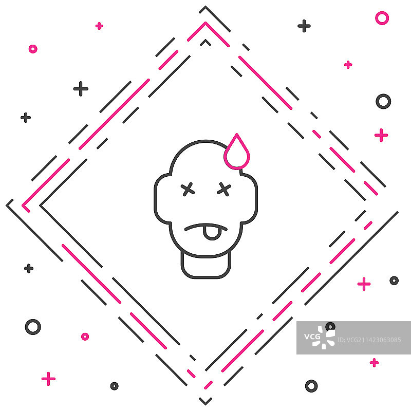 白色背景上的人中毒线性图标图片素材