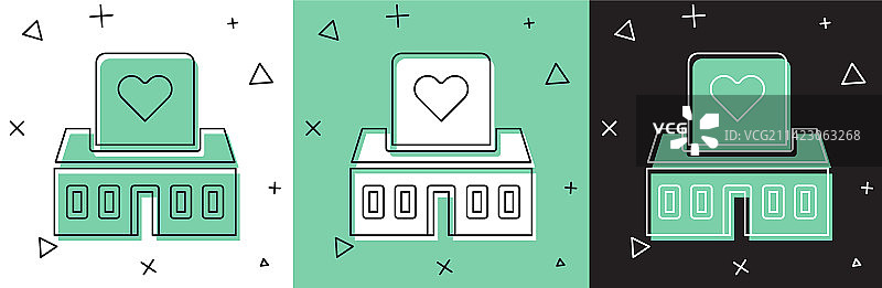 白色背景上的志愿者中心图标集图片素材