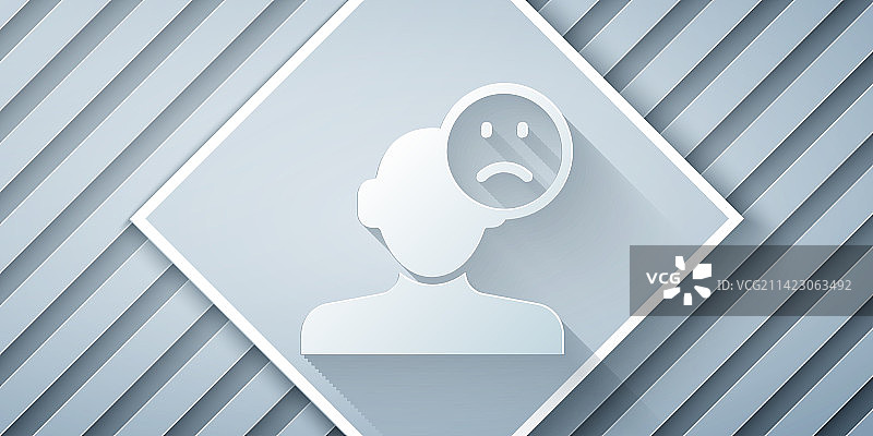 剪纸风格的悲伤沮丧男子心情不好图标图片素材