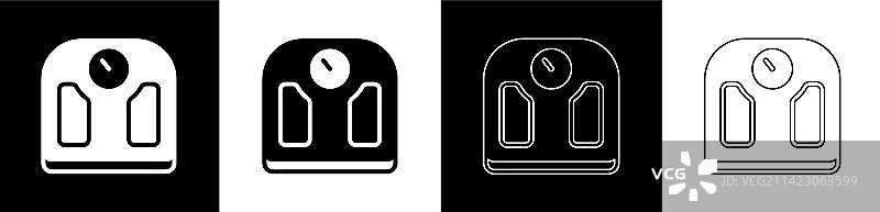 黑色背景上的浴室秤图标套装图片素材