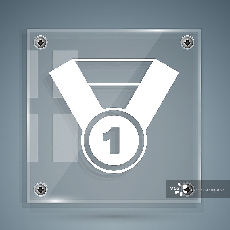 灰色背景上的白色金牌图标图片素材
