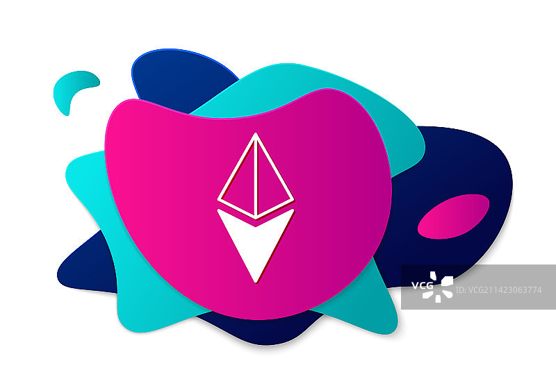 彩色以太坊加密货币硬币图标图片素材