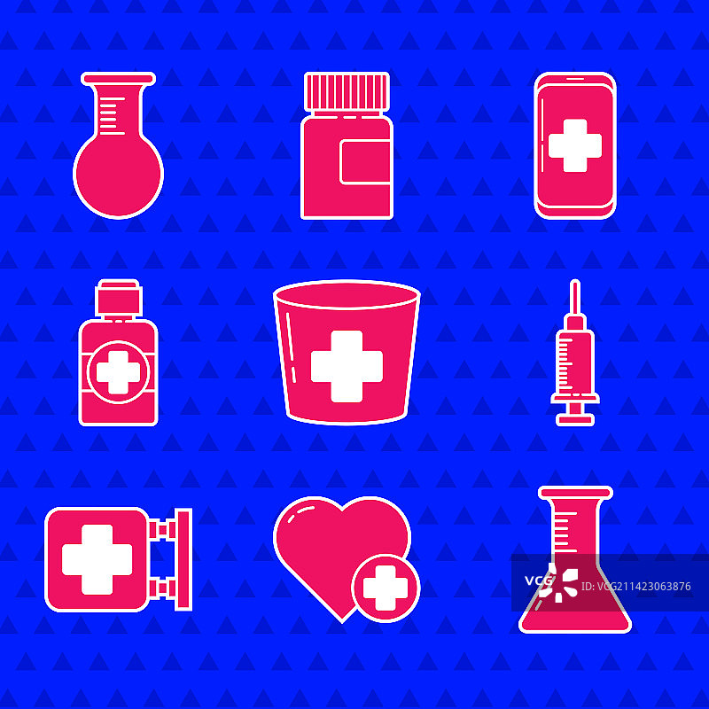 护士帽与十字、爱心、试管图片素材