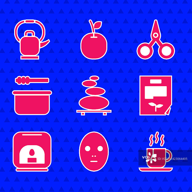 热石、面部化妆品面膜、杯子套装图片素材