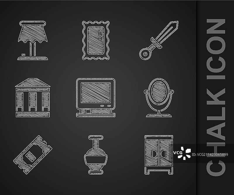 复古电视古代双耳瓶衣柜套装图片素材