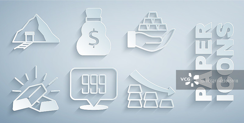 24K金条套装、手中的下跌箭头图片素材