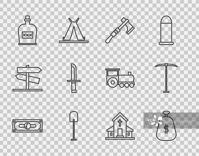 纸币现金钱袋堆叠线条图片素材
