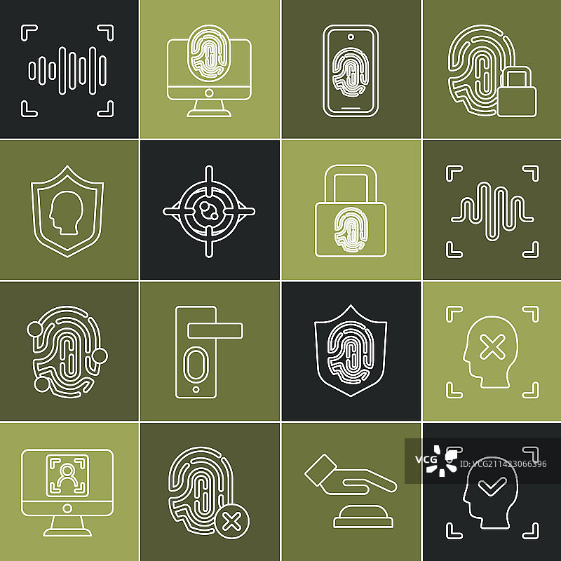 人脸识别拒绝语音线条元素图片素材