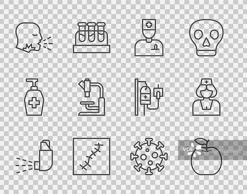 吸入器苹果男医生疤痕线条图标图片素材