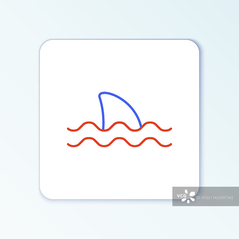 海洋波浪中的鲨鱼鳍线条图标图片素材