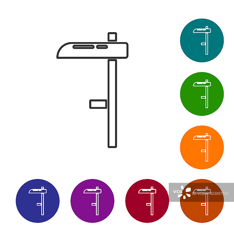 白色背景上的黑色线条镰刀图标图片素材