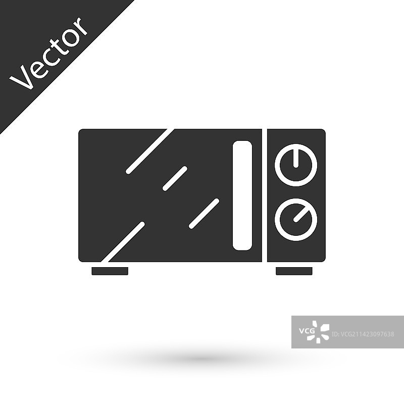 白色背景上的灰色微波炉图标图片素材