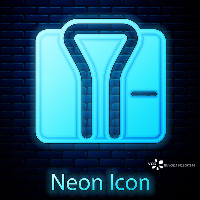 砖墙上发光的霓虹浴袍图标图片素材
