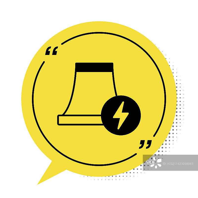 白色背景上的黑色核电站图标图片素材