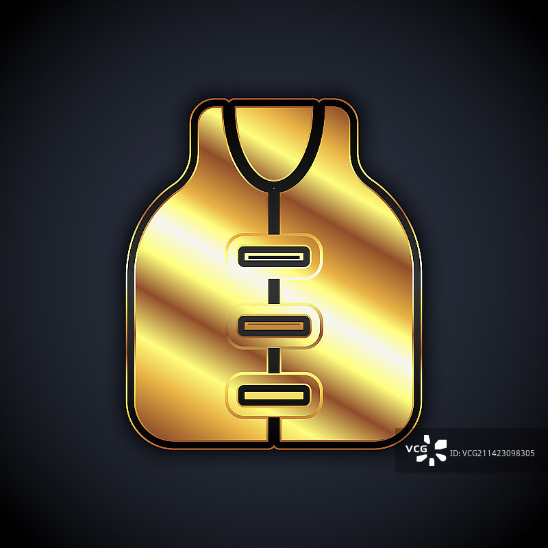 黑色背景上的金色救生衣图标图片素材