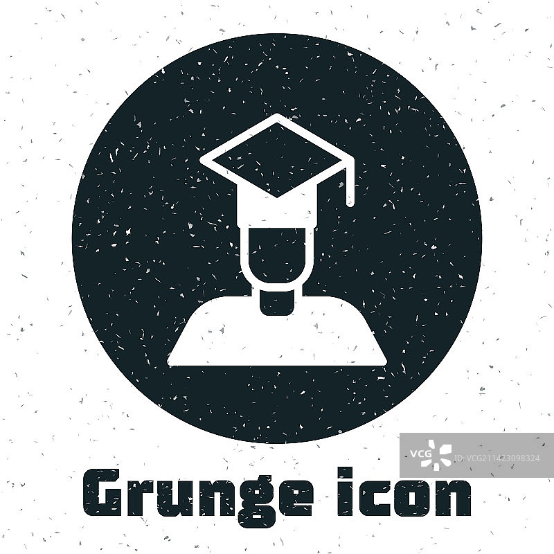 Grunge风格的毕业生和毕业帽图标图片素材