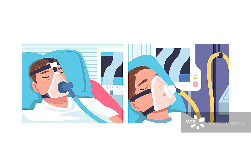 住院卧床的年轻男病人图片素材