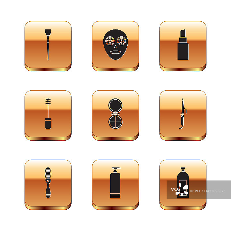 化妆刷、发刷、面霜和化妆品软管套装图片素材