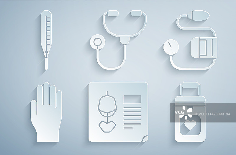 X光片、血压计、医用橡胶组合图片素材