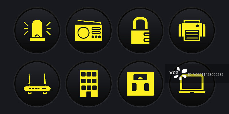 路由器、Wi-Fi信号与打印机房屋图片素材