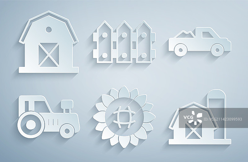 向日葵农用车农舍套装图片素材