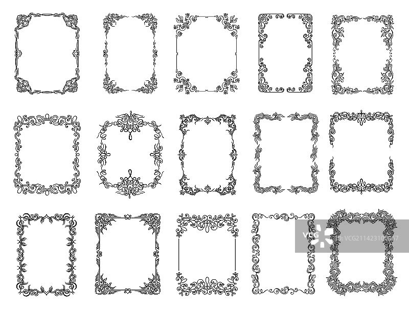 带有精美花纹的大型黑色华丽相框图片素材