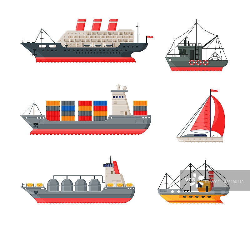 带有桅杆和风帆的货船和船只图片素材