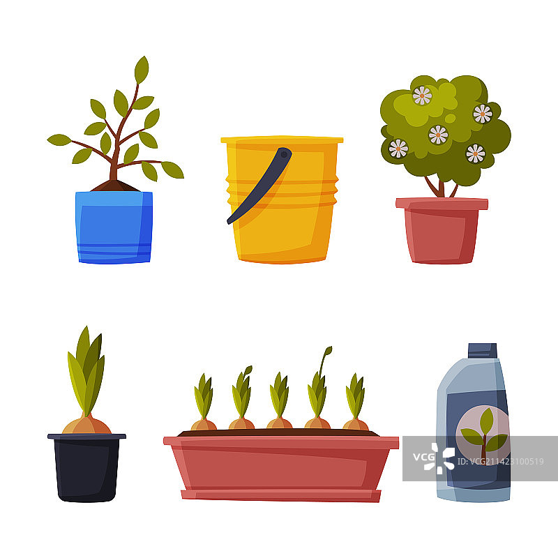 带生长植物盆的桶花园图片素材