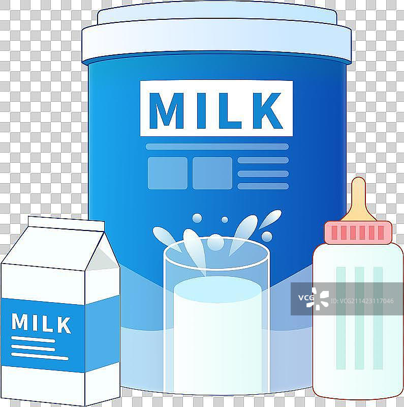 蓝色奶粉绿色奶盒粉色奶瓶元素图片素材