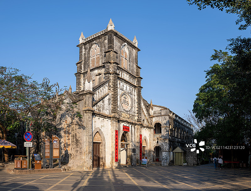 涠洲岛天主教堂外景图片素材