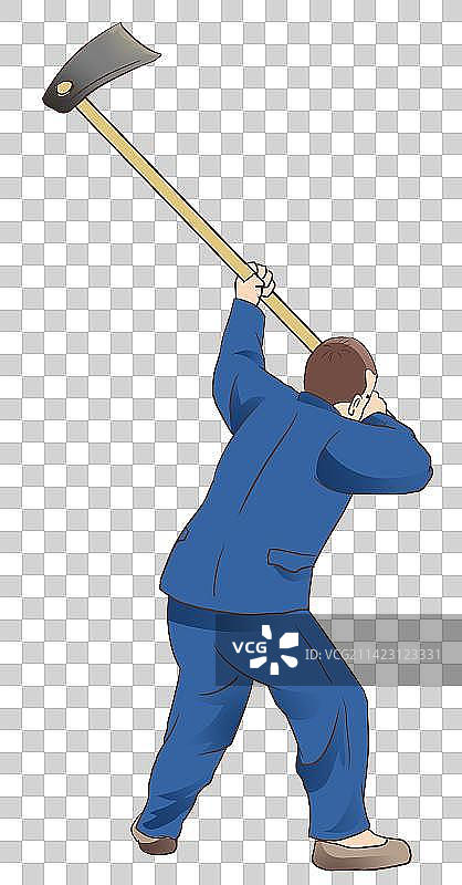 农民锄地刨地种地劳动劳务工作翻土元素插画图片素材