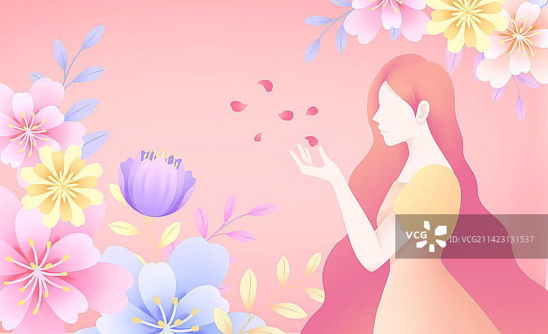 粉红色妇女节插画图片素材