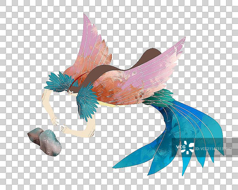 精卫填海插画元素图片素材