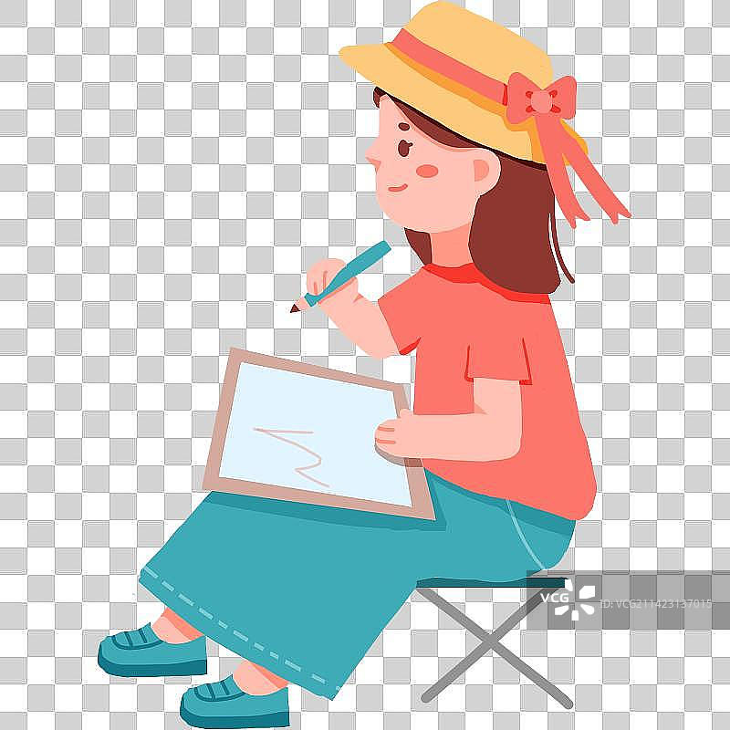 在画画的女孩图片素材