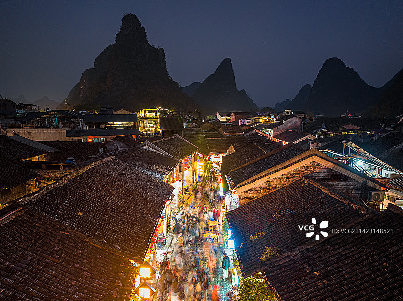 贺州钟山县黄姚古镇景区夜景图片素材